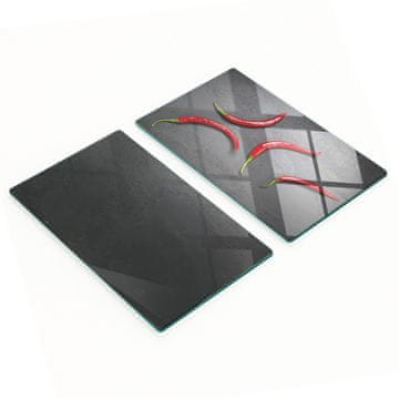 shumee Dekorativne steklene kuhinjske deske za rezanje s čilijem 2x30x52 cm