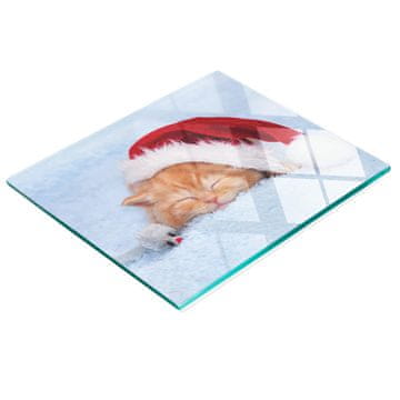 shumee Elegantna in trpežna steklena tabla z vzorcem mačke Božička 60x52 cm