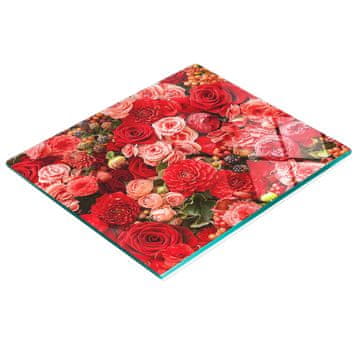shumee Kuhinjska večnamenska dekorativna steklena tabla Rdeče rože 60x52 cm