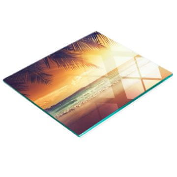 shumee Steklena kuhinjska deska za rezanje z grafiko tropske plaže 60x52 cm