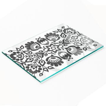 shumee Kaljena večnamenska dekorativna steklena tabla Folk Flowers 80x52 cm