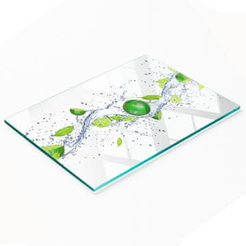 shumee Dekorativna kaljena steklena deska za rezanje limet in vode 80x52 cm