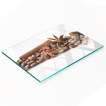 shumee Steklena deska za rezanje in serviranje Kavna zrna in cimet 80x52 cm