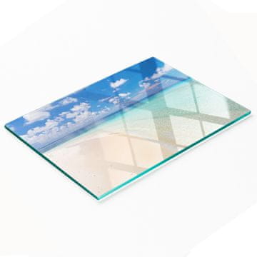 shumee Steklena servirna deska za kuhinjo z grafiko plaže Maldivov 80x52 cm