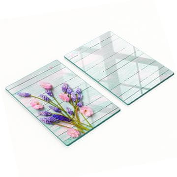 shumee Komplet dveh steklenih kuhinjskih desk Lavender on Boards 2x40x52 cm