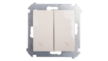 shumee Simon 54 Dvojno stopniščno stikalo z osvetlitvijo, krem DW6/2L.01/41