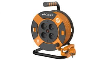 Duwi Kabelski kolut s 4 vtičnicami H05VV-F 3G1.0 20 m oranžno-črn / 24628