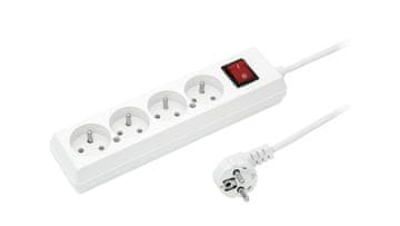 shumee Podaljšek s stikalom, 4 vtičnice, 10A, 5m, bel, PS-470WS, T-105960