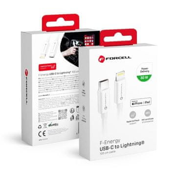 FORCELL USB-C–Lightning kabel Forcell F-Energy MFi PD 3A 30W 1 m C901, bel
