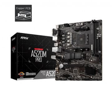 slomart MSI A520M PRO matična plošča, AM4, Micro ATX