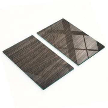 shumee Komplet dveh steklenih kuhinjskih desk z leseno teksturo 2x30x52 cm