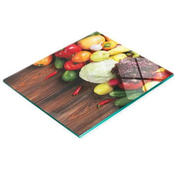 shumee Kaljena večnamenska dekorativna tabla Steklo Zelenjava Les 60x52 cm