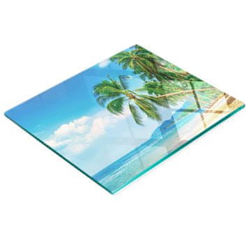 shumee Kaljena večnamenska dekorativna steklena tabla Beach Palms 60x52 cm