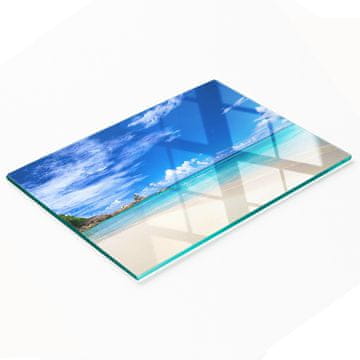 shumee Steklena servirna deska za kuhinjo z grafiko tropske plaže 80x52 cm