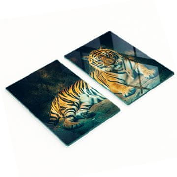 shumee Steklene kuhinjske deske za rezanje z grafiko Tiger Cave 2x40x52 cm