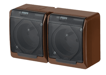 Elektro-Plast Hermes Hermetična dvojna vtičnica z/brez 16A IP44 rjava GNT 0322-05