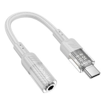 Hoco AUX USB-C na 3,5 mm jack adapter Hoco, 0,15 m, LS37, prozoren siv