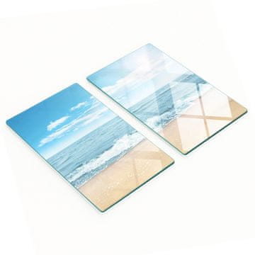 shumee Večnamenske dekorativne steklene table s potiskom plaže 2x30x52 cm