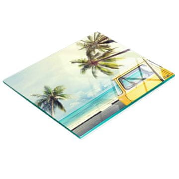 shumee Dekorativna steklena kuhinjska deska za rezanje Beach Bus 60x52 cm