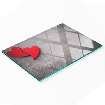 shumee Kaljena večnamenska dekorativna steklena tabla Rdeča srca 80x52 cm