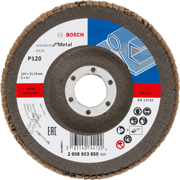 Bosch LAMELNI BRUSNI KOLUS 125 mm X431 P120 STANDARD ZA KOVINO KONVEKSNO