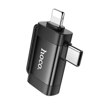 Hoco OTG 2-v-1 adapter USB-C / Lightning na USB-A Hoco UA31F, črn