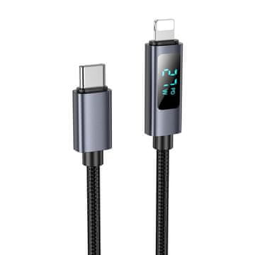 Hoco USB-C–Lightning kabel Hoco PD 27 W z zaslonom, 1 m, X112, črn
