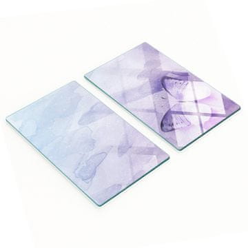 shumee Dekorativne kaljene steklene deske za rezanje vijoličen metulj 2x30x52 cm