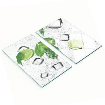 shumee Komplet dveh steklenih kuhinjskih desk z limetino ledeno kocko 2x30x52 cm