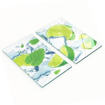 shumee Dekorativne deske za rezanje iz kaljenega stekla, limeta, mint 2x30x52 cm