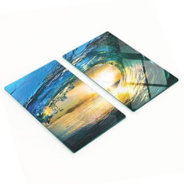 shumee Komplet dveh dekorativnih steklenih kuhinjskih desk Ocean Wave 2x30x52 cm