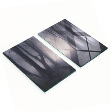 shumee Komplet dveh dekorativnih steklenih kuhinjskih desk Temni gozd 2x30x52 cm