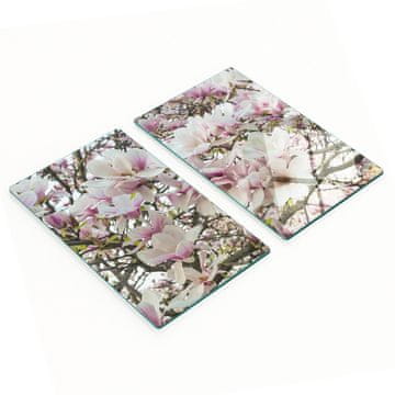 shumee Kuhinjske deske iz kaljenega stekla z grafiko cvetov magnolije 2x30x52 cm