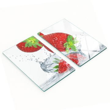 shumee Dekorativne steklene kuhinjske deske za rezanje Jagode in voda 2x30x52 cm