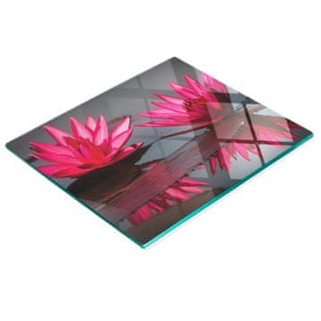 shumee Dekorativna deska za rezanje iz kaljenega stekla z roza lokvanji 60x52 cm