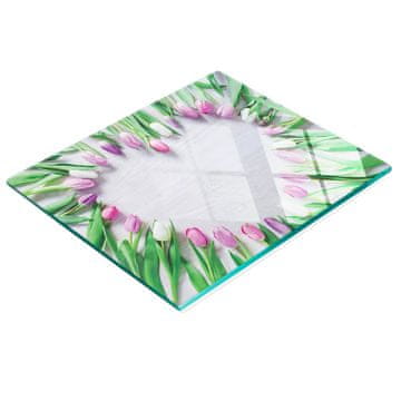 shumee Dekorativna steklena kuhinjska deska za rezanje Tulipani in srce 60x52 cm