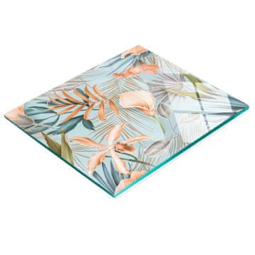shumee Dekorativna kaljena steklena deska za rezanje s tropskimi rožami 60x52 cm