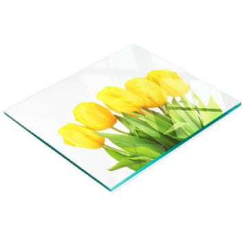 shumee Kuhinjska večnamenska dekorativna steklena tabla Rumeni tulipani 60x52 cm