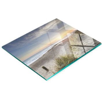 shumee Kuhinjska večnamenska dekorativna steklena tabla Sonce in sipine 60x52 cm