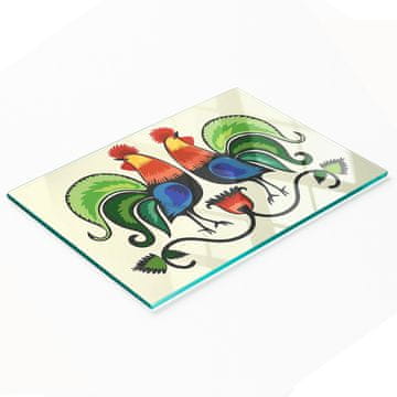 shumee Trpežna in elegantna steklena kuhinjska deska z vzorcem petelina 80x52 cm