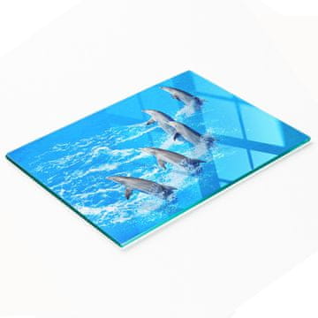 shumee Dekorativna kaljena steklena deska za rezanje z motivom delfinov 80x52 cm