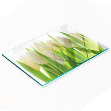 shumee Dekorativna kaljena steklena kuhinjska deska za rezanje Tulipani 80x52 cm