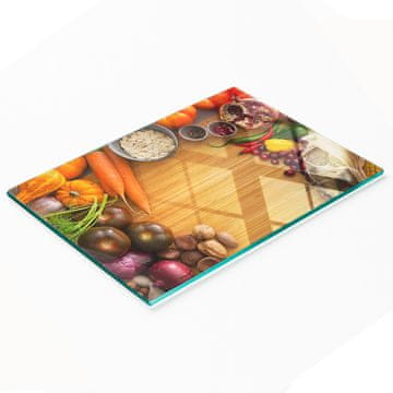 shumee Dekorativna kaljena steklena deska za rezanje jesenske zelenjave 80x52 cm