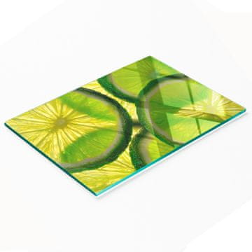 shumee Steklena kuhinjska deska za rezanje z dekorativno grafiko limete 80x52 cm