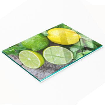 shumee Dekorativna steklena kuhinjska deska za rezanje limeta in limona 80x52 cm