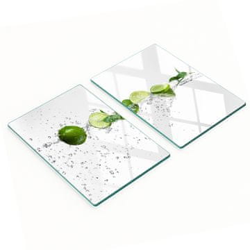 shumee Dekorativne steklene kuhinjske deske za rezanje Lime and Water 2x40x52 cm