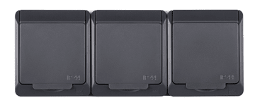 Elektro-Plast Hermes Trojna hermetična vtičnica z/brez Schuko antracit 16A IP44 0326-07