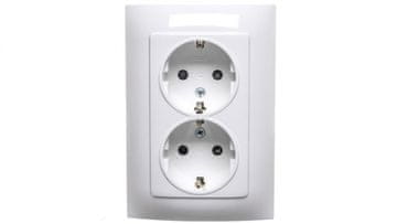 shumee Simon 10 Dvojna Schuko vtičnica z zaklopkami bela 16A 250V IP20 CGSZ2Z/11