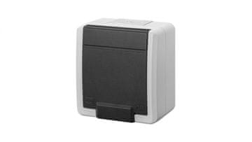 Elektro-Plast Aquant 2K enojna nadometna vtičnica z ozemljitvijo 2P+Z IP55 siva 5041-10