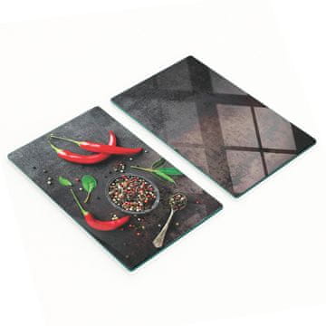 shumee Dekorativne steklene deske za rezanje in serviranje s čilijem 2x30x52 cm